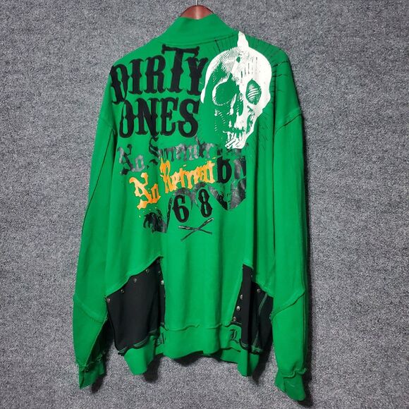 Blac Label Y2K Rock Royalty Full Zip Sweatshirt Mens 3XL Distressed Streetwear - Picture 3 of 16